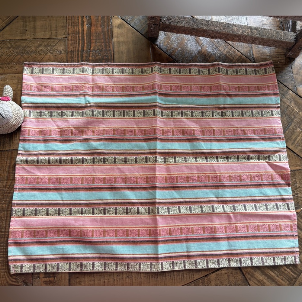 American Girl Pink and Blue Striped Fabric Picnic Blanket